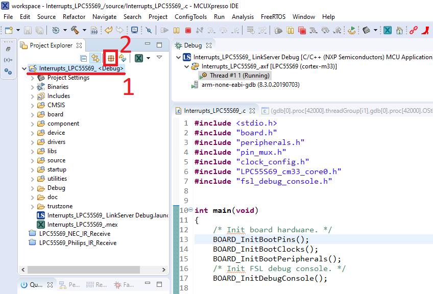 The current project is selected in the project explorer and the package button is highlighted.